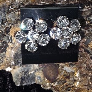 Crystal Cluster Claire Drop Earrings - Silver Tone